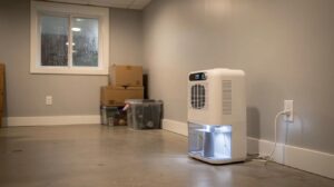 dehumidifiers in cleared basement