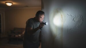 mold, mold-infested water-damaged wall