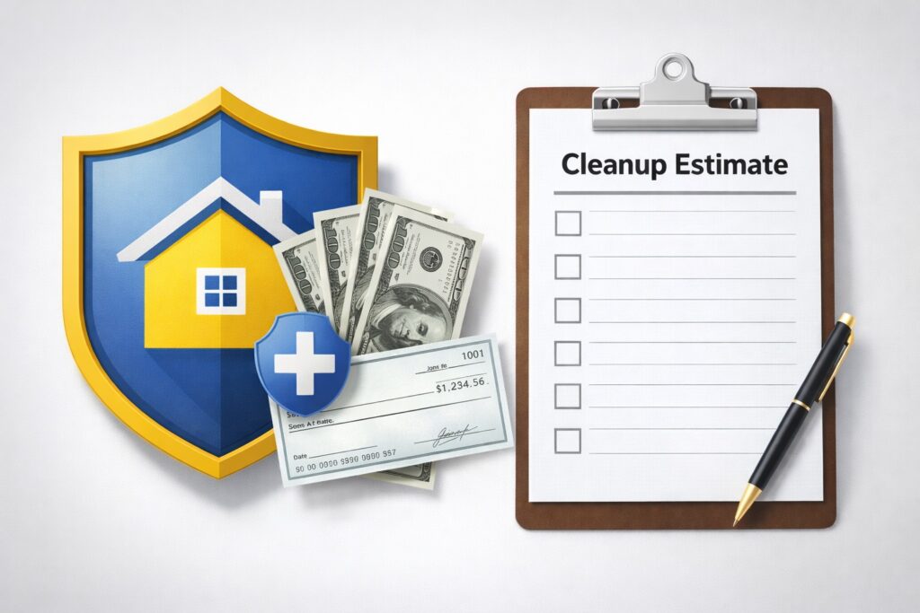 Cleanup estimate graphic money clipboard