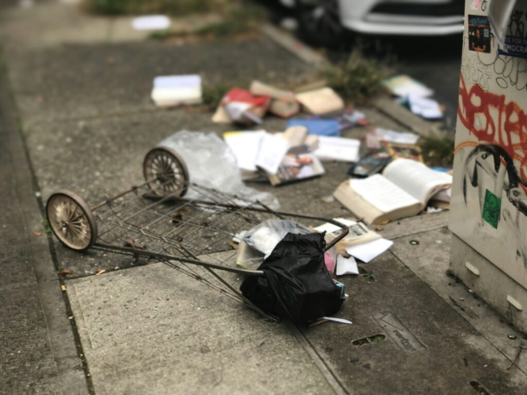 Scene cleanup public area outdoor site
