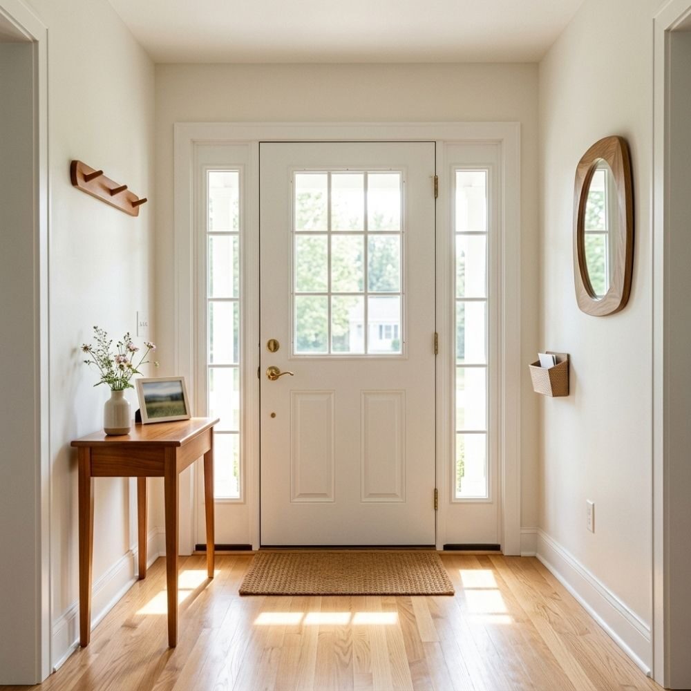 a clean sunlight home entrance